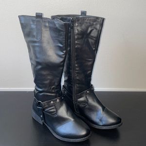 Wanted Black Women's Knee High Boots with Ankle Studs and Zipper Close Size 6